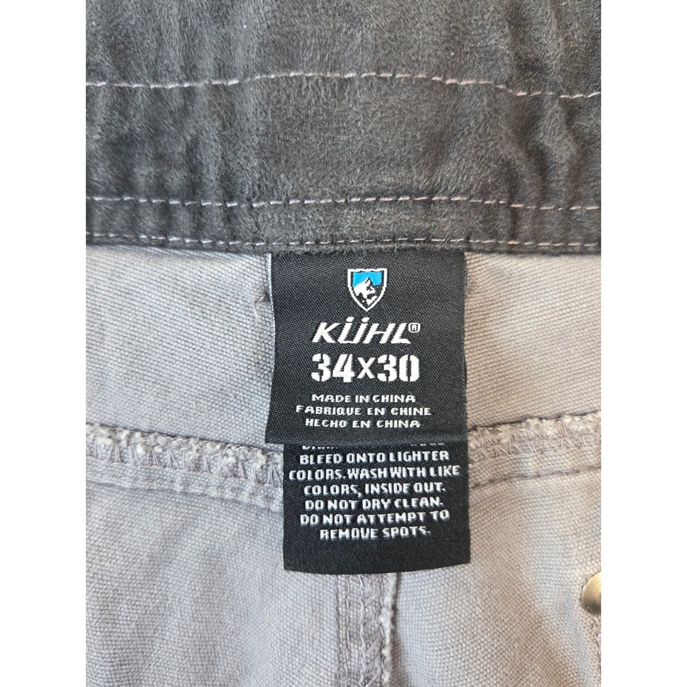 Kuhl Kanvus Jean Men's 34x30 Grey Stretch Canvas Hiking Pants Free Ryde 5114 - Picture 3 of 15